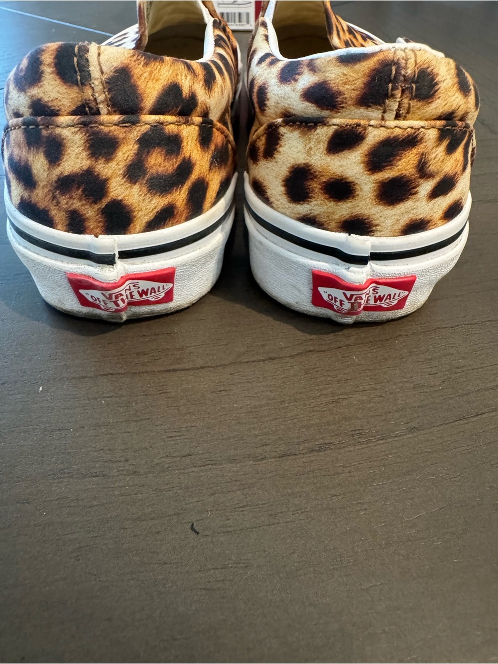 Vans Women’s Slip-On Sneakers in Leopard Print White and Black - Picture 4 of 9